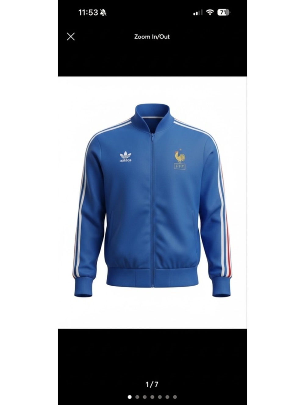 Adidas France Team Soccer Football Track Jacket Blue World Cup 1974 FIFA kids XL